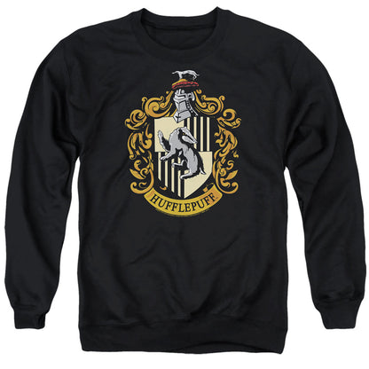 Harry Potter Hufflepuff Crest Mens Crewneck Sweatshirt Black Officially Licensed