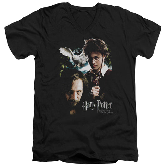 Harry Potter Harry and Sirius Mens Slim Fit V-Neck T Shirt Black Officially Licensed