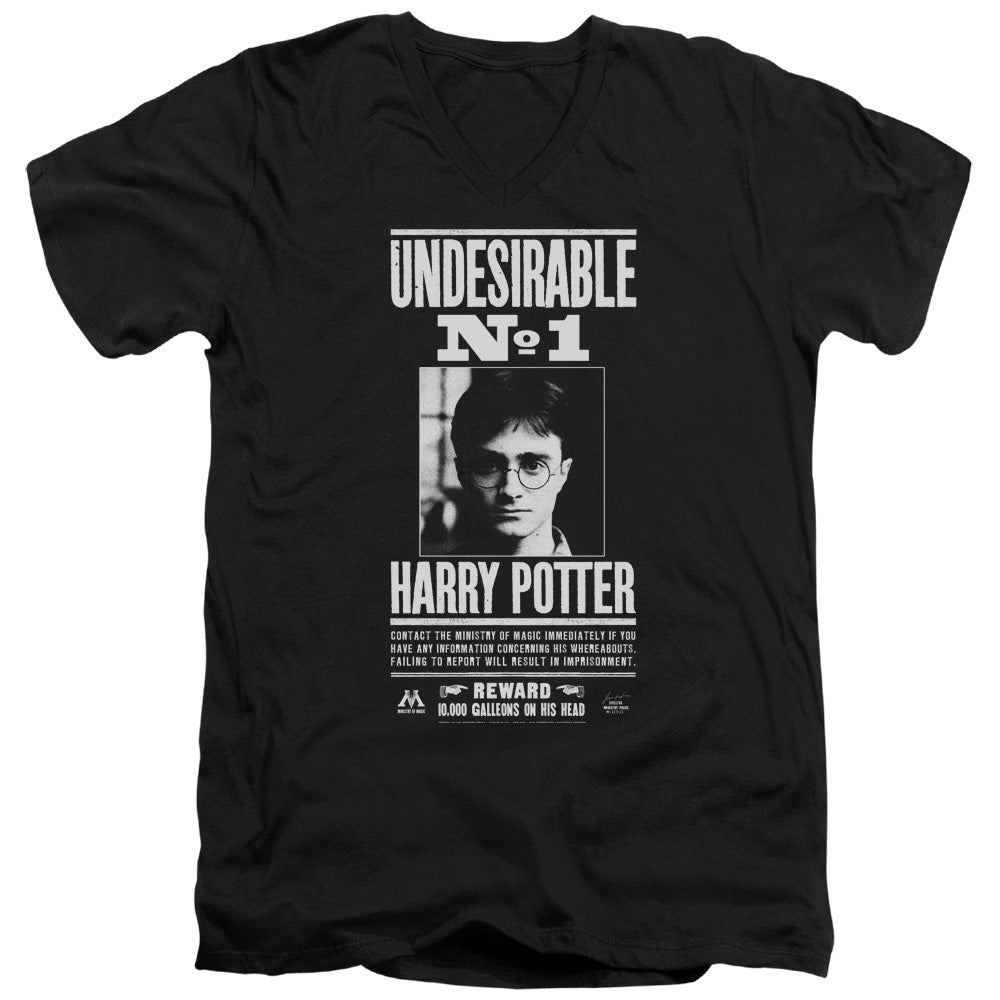 Harry Potter Undesirable No 1 Mens Slim Fit V-Neck T Shirt Black Officially Licensed