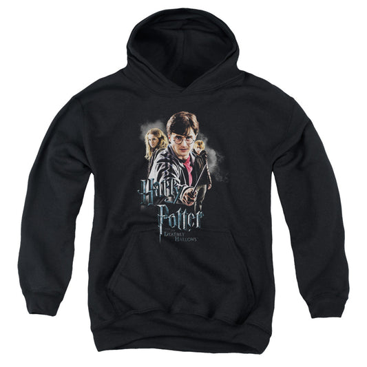Harry Potter Deathly Hollows Cast Kids Youth Hoodie Black Officially Licensed