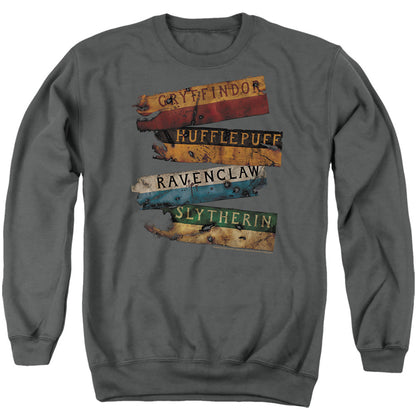 Harry Potter Burnt Banners Mens Crewneck Sweatshirt Charcoal Officially Licensed