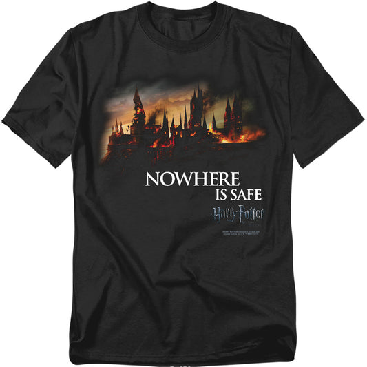 Harry Potter Burning Hogwarts Mens T Shirt Black Officially Licensed