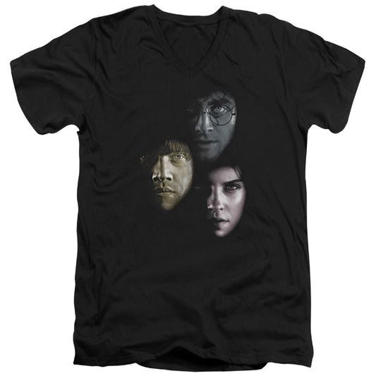 Harry Potter Hero Heads Mens Slim Fit V-Neck T Shirt Black Officially Licensed