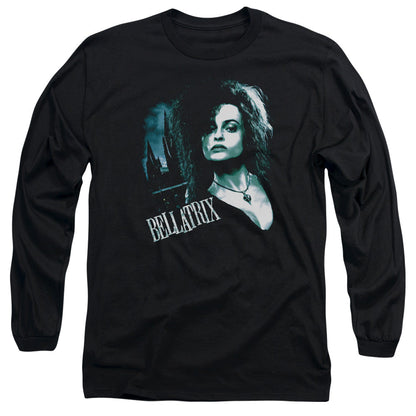 Harry Potter Bellatrix Closeup Mens Long Sleeve Shirt Black Officially Licensed Officially Licensed