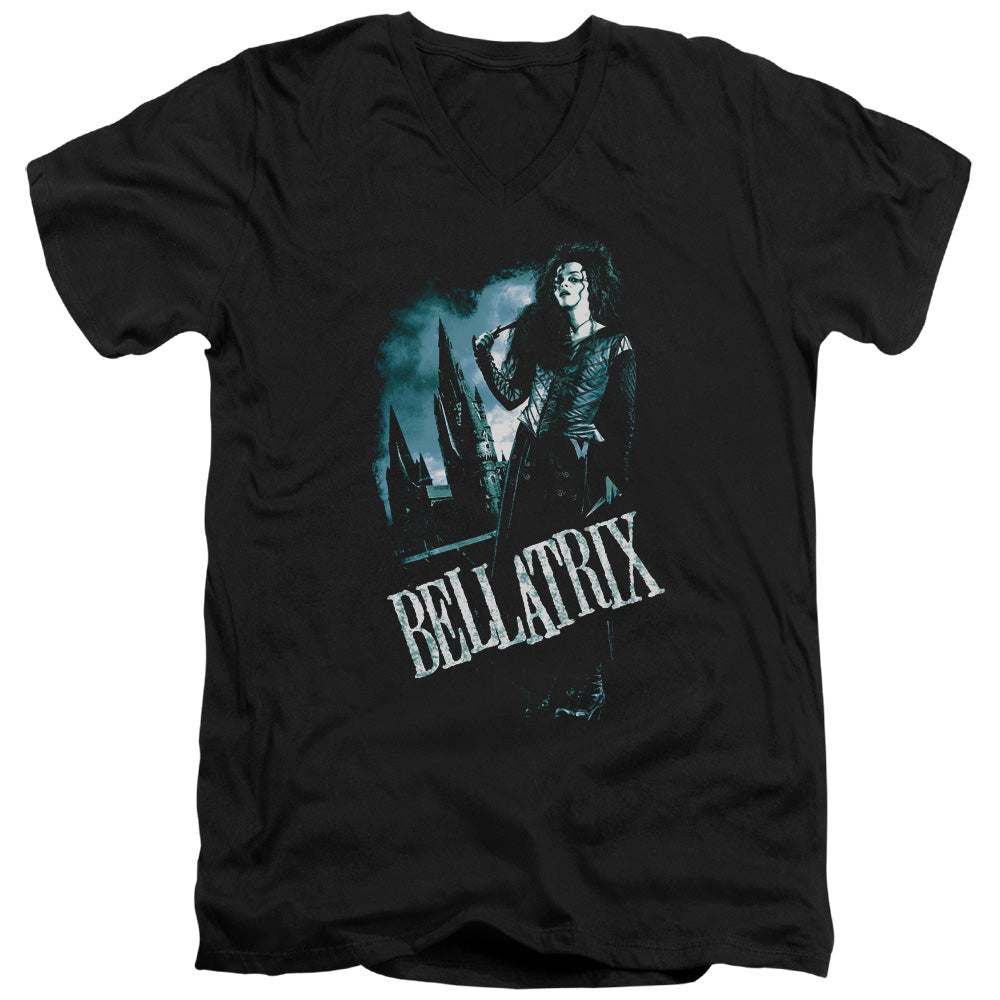 Harry Potter Bellatrix Full Body Mens Slim Fit V-Neck T Shirt Black Officially Licensed