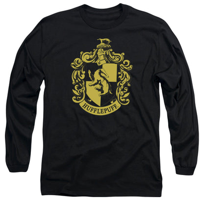 Harry Potter Hufflepuff Crest Mens Long Sleeve Shirt Black Officially Licensed Officially Licensed