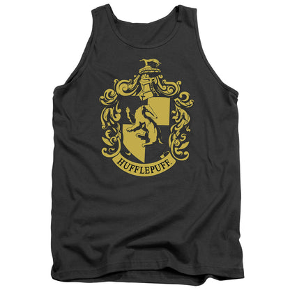Harry Potter Hufflepuff Crest Mens Tank Top Shirt Charcoal Officially Licensed