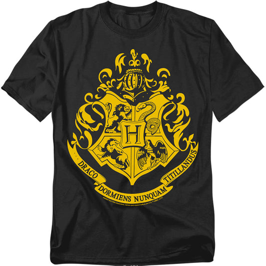 Harry Potter Hogwarts Crest Mens T Shirt Black Officially Licensed