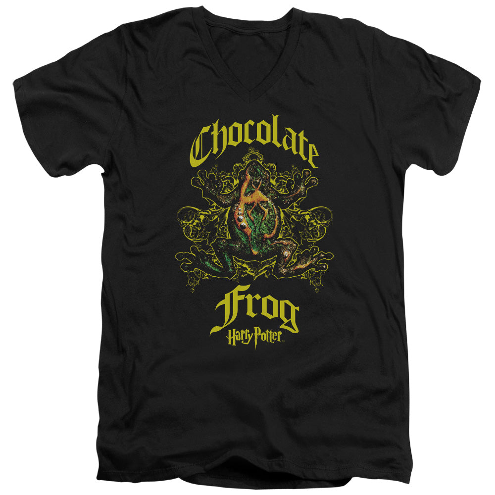 Harry Potter Chocolate Frog Mens Slim Fit V-Neck T Shirt Black Officially Licensed