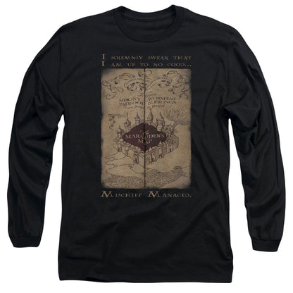 Harry Potter Marauders Map Words Mens Long Sleeve Shirt Black Officially Licensed Officially Licensed