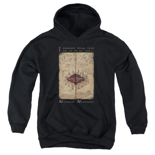 Harry Potter Marauders Map Words Kids Youth Hoodie Black Officially Licensed