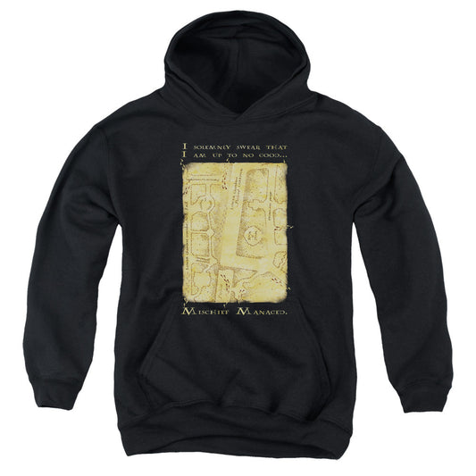 Harry Potter Marauders Map Interior Words Kids Youth Hoodie Black Officially Licensed