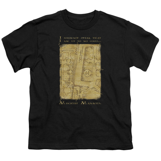 Harry Potter Marauders Map Interior Words Kids Youth T Shirt Black Officially Licensed
