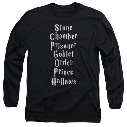 Harry Potter Titles Mens Long Sleeve Shirt Black Officially Licensed Officially Licensed