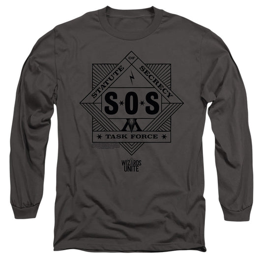 Harry Potter Wizards Unite Sos Task Force Mens Long Sleeve Shirt Charcoal Officially Licensed Officially Licensed