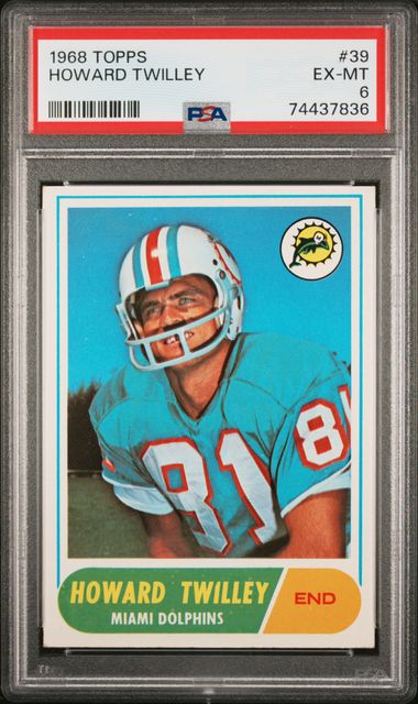 Graded 1968 Topps Howard Twilley #39 Football Card PSA 6 EX-MT