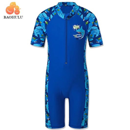 BAOHULU Shark Character Kids Swimwear (UPF50+) Swimsuit One Piece Boy Children Bathing Suits Swimming Suit for Boys 3-10 Years