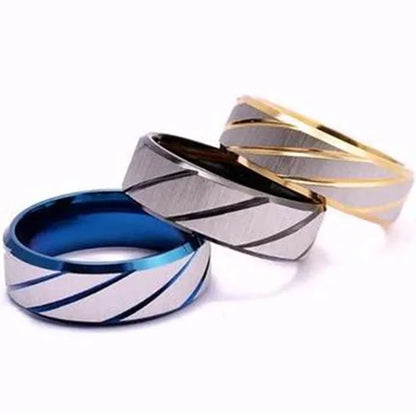 New Trend Stripe Frosted Matte Stainless Steel Rings For Men Twill Wave Simple Ring Finger Jewelry Party Gift Accessories