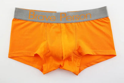 BRAVE PERSON Men's Solid Color Underwear Male Boxer Shorts Cotton Underpants Fashion Sexy Boxers for Men