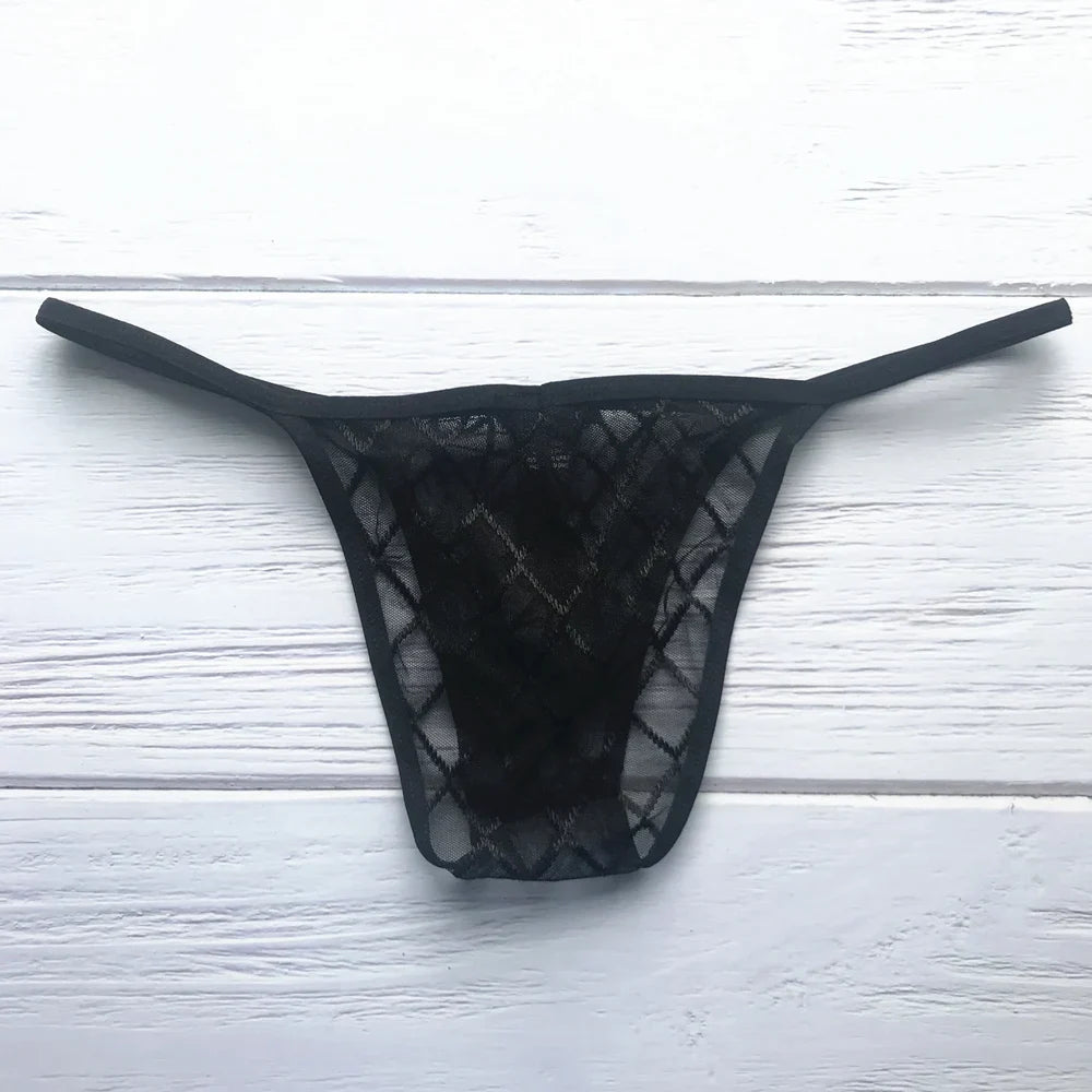 Black Men's Underwear Briefs Fishnet