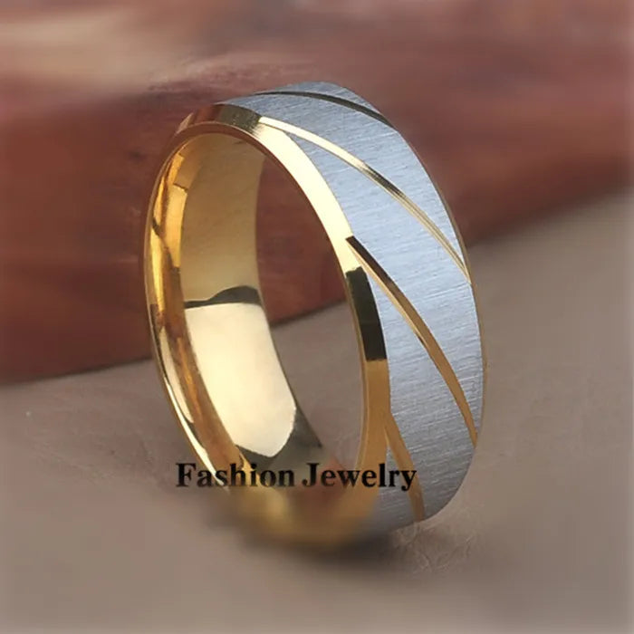 New Trend Stripe Frosted Matte Stainless Steel Rings For Men Twill Wave Simple Ring Finger Jewelry Party Gift Accessories
