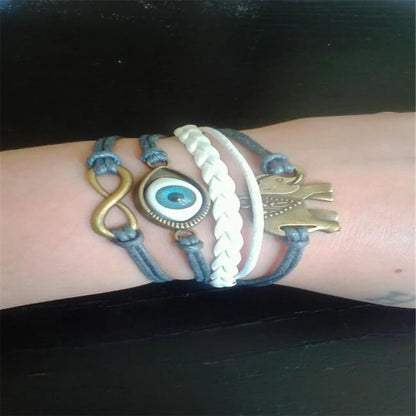 Vintage Elephant Eyes Love Infinity Bracelet for Women Men Gift
