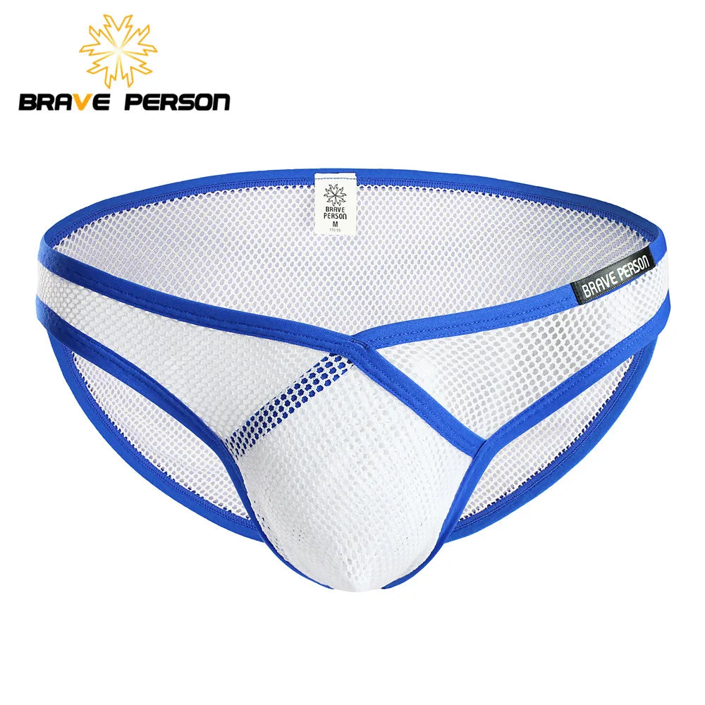 BRAVE PERSON Briefs for Men Underwear Sexy Transparent Underwear Low waist V-type Mesh Briefs Men Underpants B1149