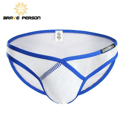 BRAVE PERSON Briefs for Men Underwear Sexy Transparent Underwear Low waist V-type Mesh Briefs Men Underpants B1149