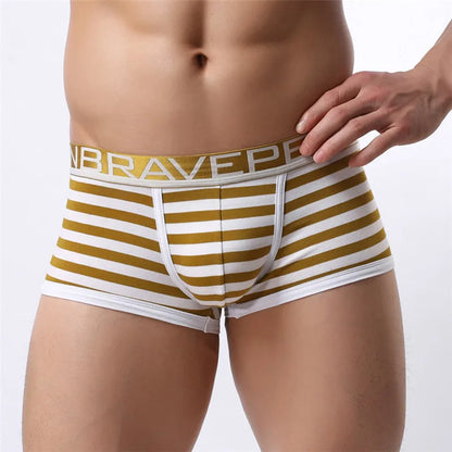 BRAVE PERSON Male Panties Men Underwear Boxers Cotton Underwear Sexy Striped Man Boxer Shorts Underpants B1155