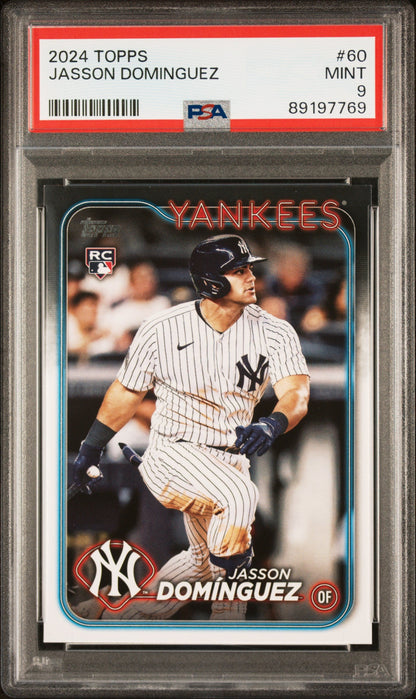 Graded 2024 Topps Jasson Dominguez #60 Rookie RC Baseball Card PSA 9 Mint