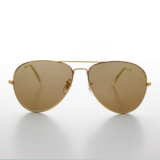 Vintage Metal Aviator Sunglass with Glass Lens - Hughes