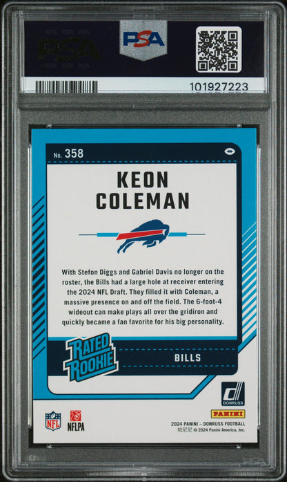Graded 2024 Panini Donruss Keon Coleman #358 Rookie RC Football Card PSA 10 Gem Mint