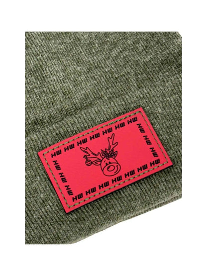 H Stitch Beanie, Reindeer Christmas Red Beanie