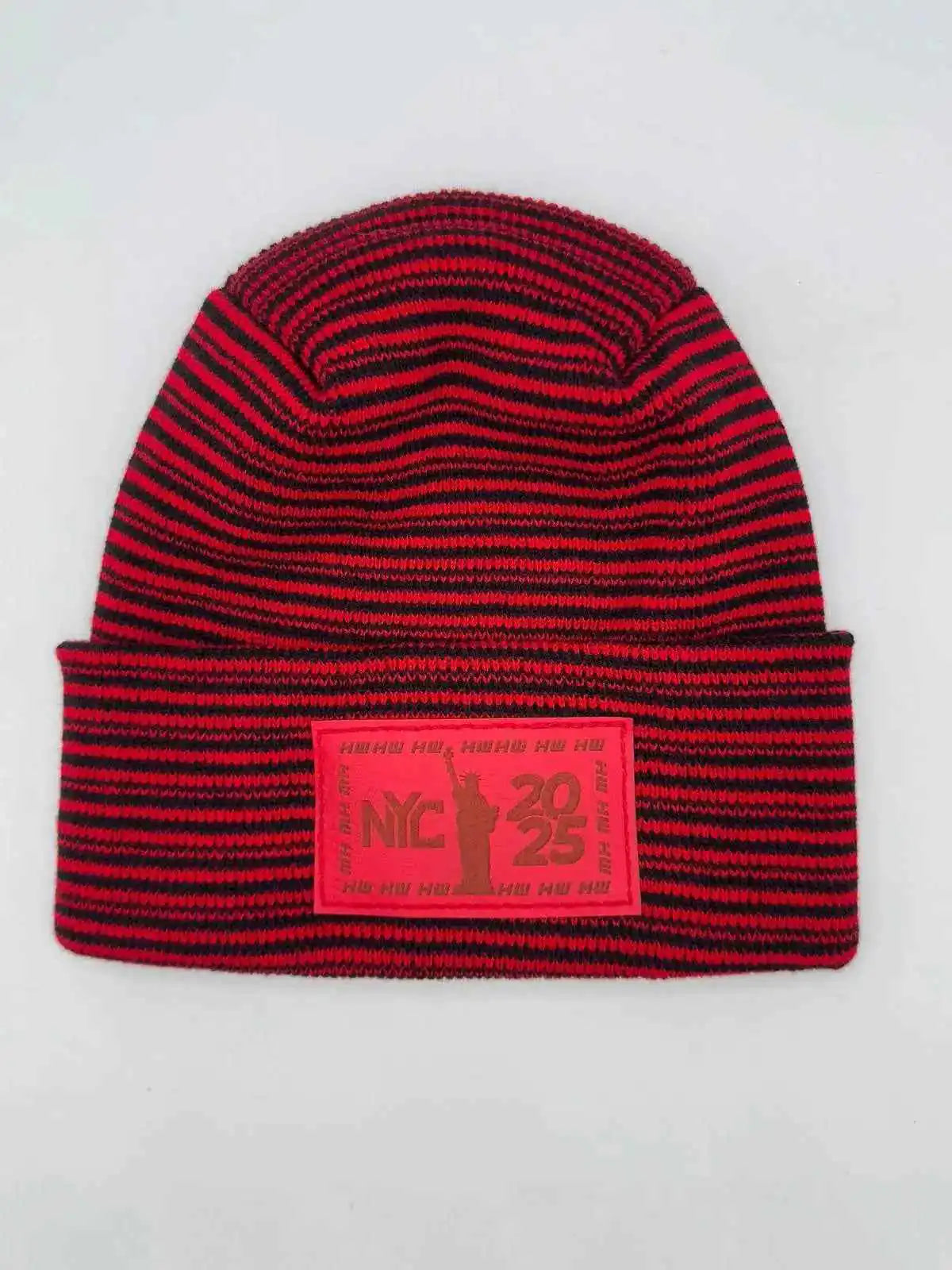 H Stitch Cuffed Beanie, Black and Red Contrast, New Year 2025 Limited Edition