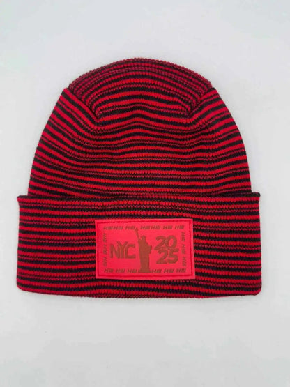 H Stitch Cuffed Beanie, Black and Red Contrast, New Year 2025 Limited Edition