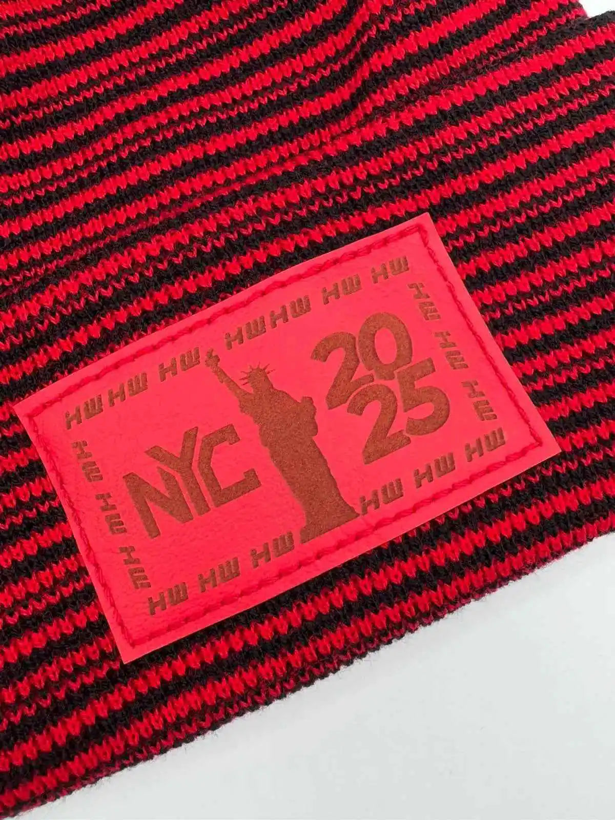 H Stitch Cuffed Beanie, Black and Red Contrast, New Year 2025 Limited Edition