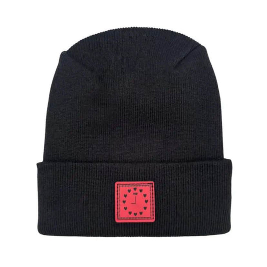 Love-Inspired H-Stitch Beanie – Black Heart Clock | Limited Edition | Trending Now