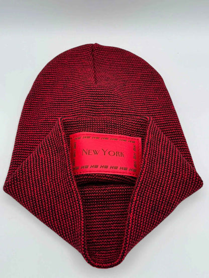 Haakwear New York Classic Fusion Cuffed Beanie / Hat, Made in USA (Limited Edition) - Black / Red Fusion