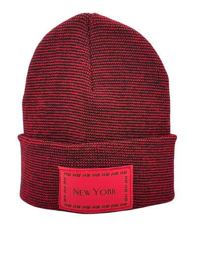 Haakwear New York Classic Fusion Cuffed Beanie / Hat, Made in USA (Limited Edition) - Black / Red Fusion