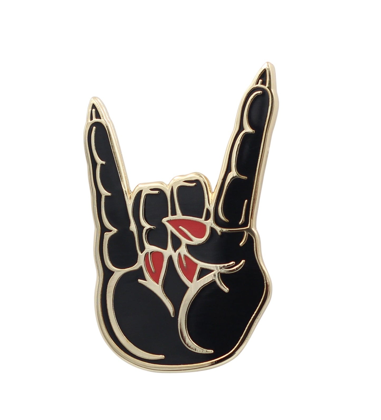 Hail Satan Horns Pin - Rock / Heavy Metal Hand Symbol Enamel Pin