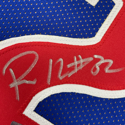 Framed Autographed/Signed Richard Rip Hamilton 35x39 Detroit Blue Basketball Jersey JSA COA