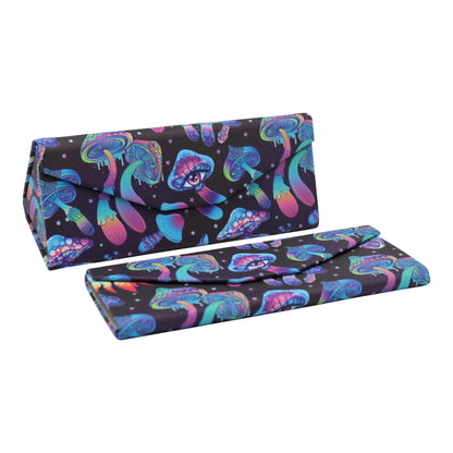 Mushroom Print Glasses Case - Vegan Leather Magic Folding Hardcase