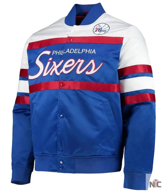 Hardwood Classics Script Philadelphia Satin Full-Snap Jacket