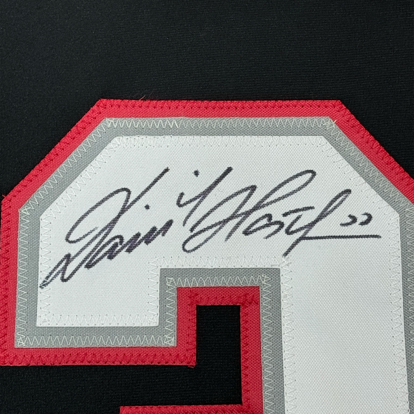 Framed Autographed/Signed Dominik Hasek 35x39 Buffalo Black Hockey Jersey Beckett BAS COA