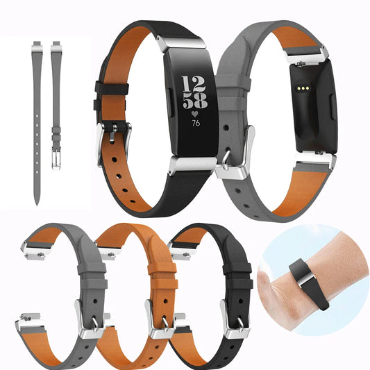 Fitbit Inspire 2, 1, HR Leather Band - Stylish, Comfortable, Durable