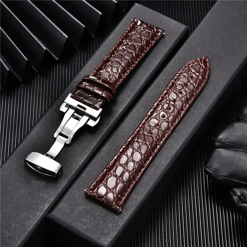 TicWatch Pro 5, Pro 3 & E3 Crocodile-Pattern Leather Clasp Band