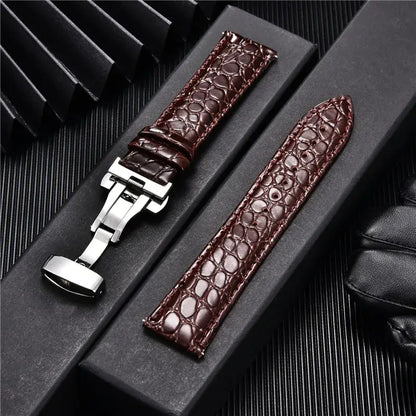 Suunto Race, Vertical & 9 Peak Crocodile-Pattern Leather Clasp Band