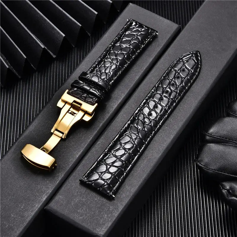 TicWatch Pro 5, Pro 3 & E3 Crocodile-Pattern Leather Clasp Band