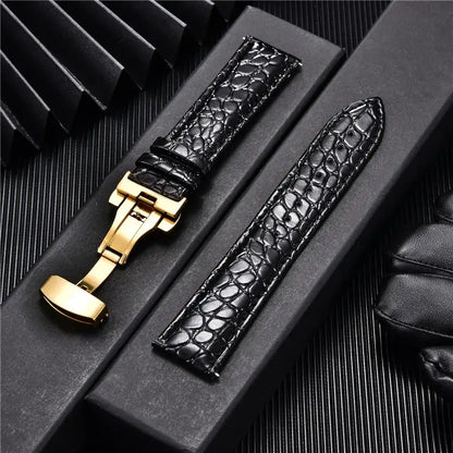 TicWatch Pro 5, Pro 3 & E3 Crocodile-Pattern Leather Clasp Band