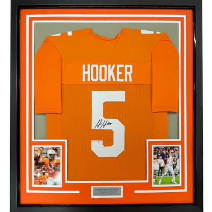 Framed Autographed/Signed Hendon Hooker 35x39 Tennessee Orange College Football Jersey PSA/DNA COA